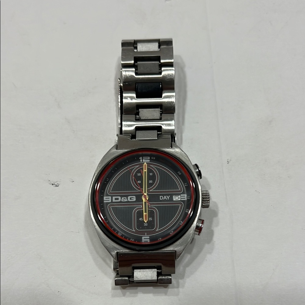 D&G Metallic Watch with Black Dial